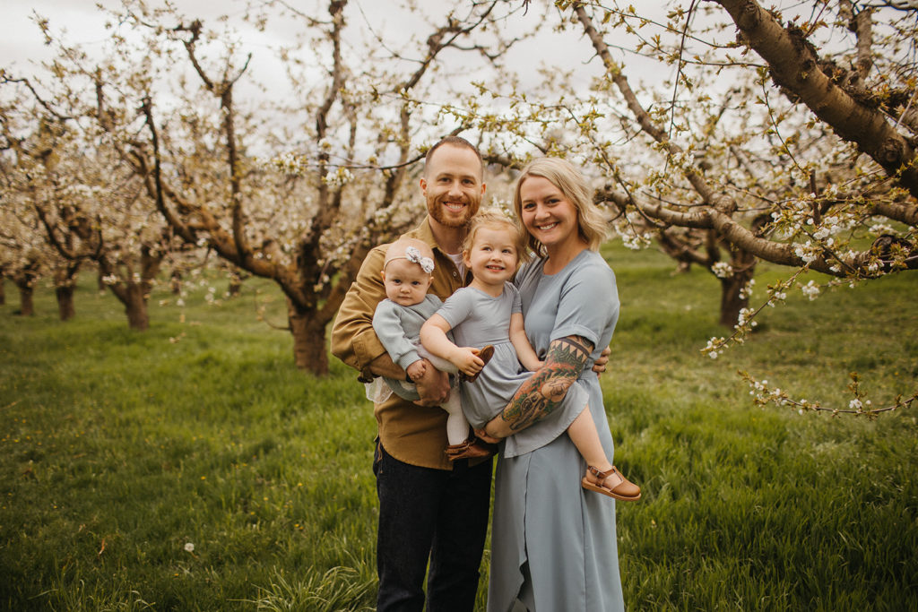 family photos with cherry blossoms