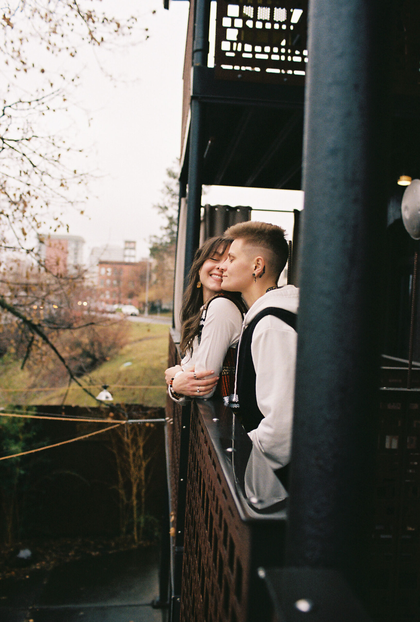 35mm film couples session in downtown spokane
