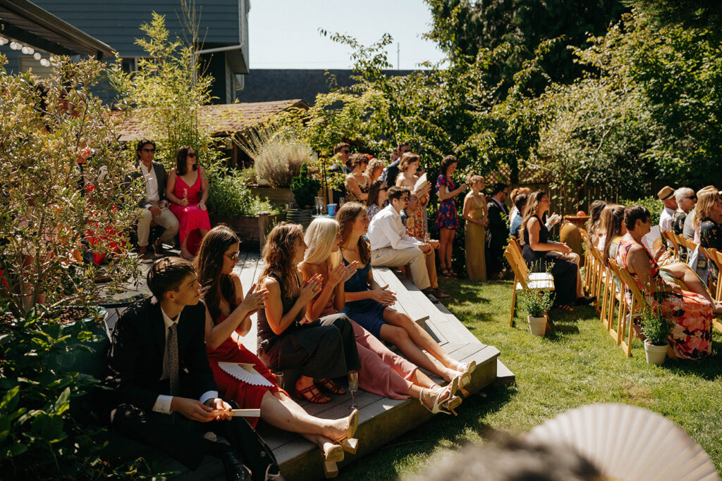 Guests-at-ceremony-for-Backyard-Seattle-Wedding-by-Jaime-Denise-Photography