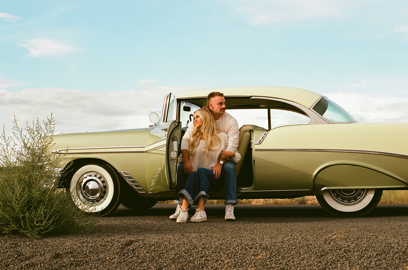 Royal City, WA Engagement Session alicia and nathan in a vintage car