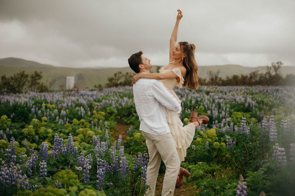 Couple in Iceland on Summer Solstice

