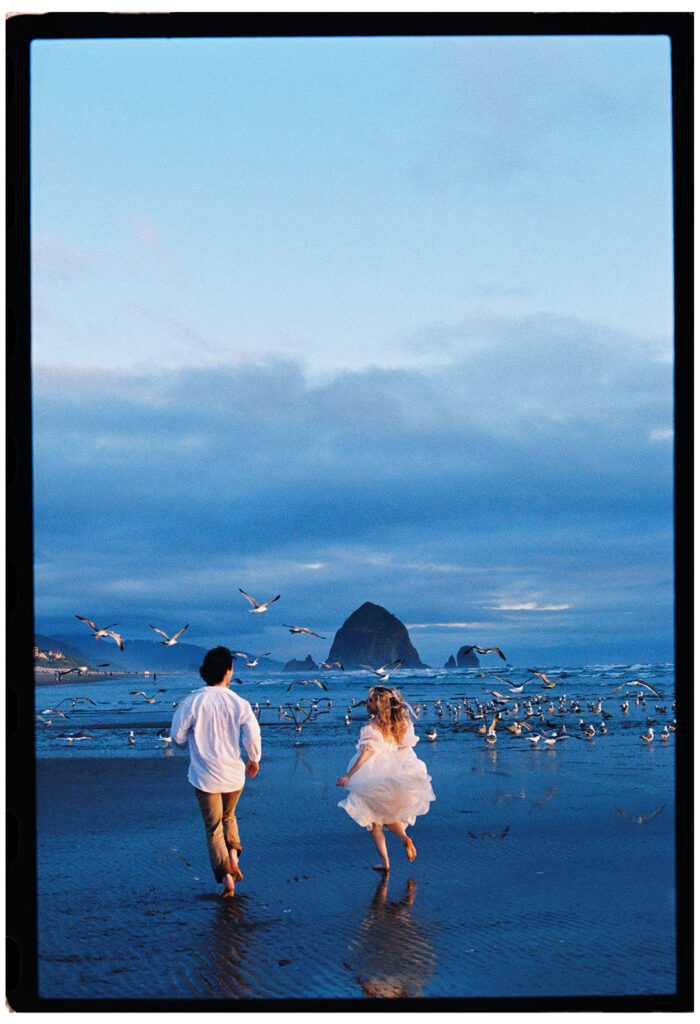 35mm engagement photography on the Oregon Coast