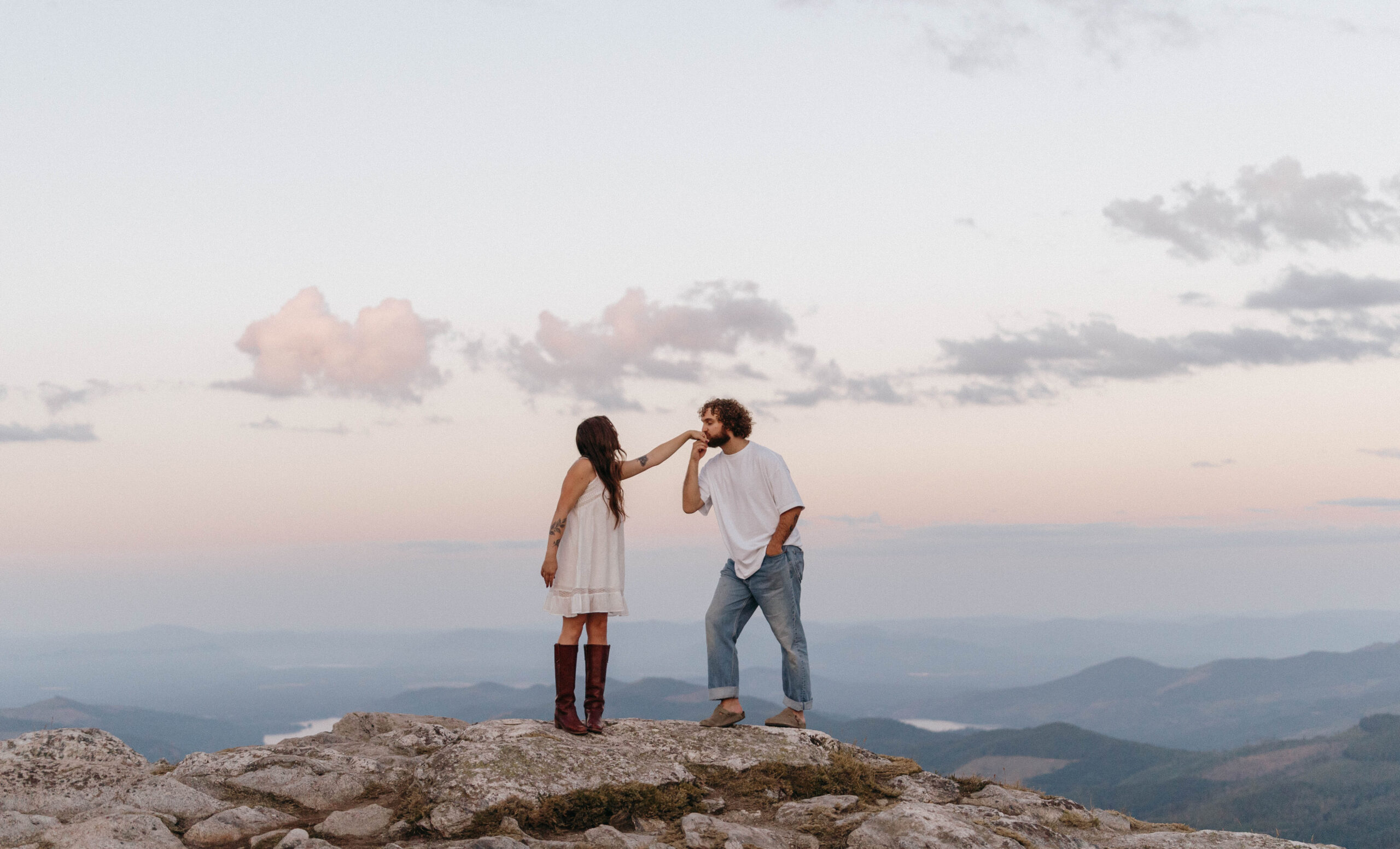 mountain engagement session at sunset
